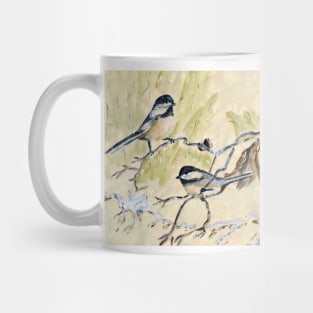 Two blackcap Chickadees watercolor Mug